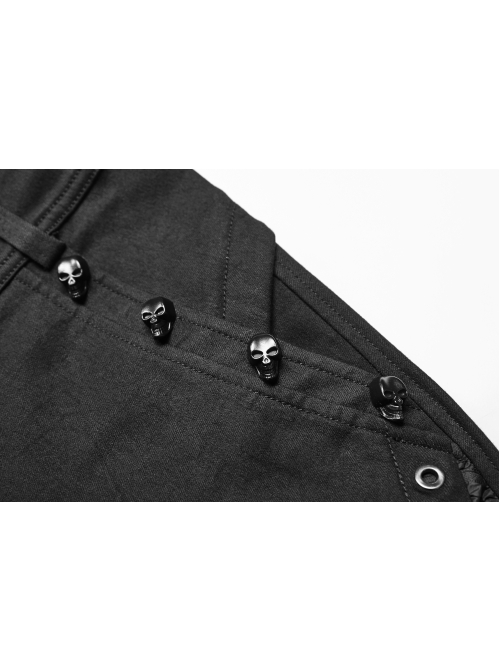 Metal Buckle Eyelet Hasp Ghost Head Rivet Decoration Black Punk Trousers