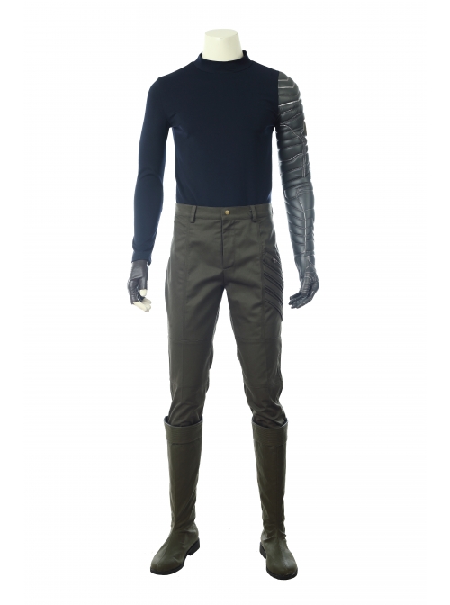 Avengers Infinity War Winter Soldier Bucky Barnes Navy Blue Top Battle Suit Halloween Cosplay Costume Full Set