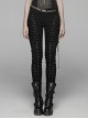 Black Lace-Up Rivet Skull Buckle Punk Tight Pants
