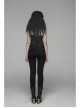 Black Lace-Up Rivet Skull Buckle Punk Tight Pants