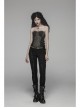 Black Lace-Up Rivet Skull Buckle Punk Tight Pants