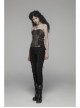 Black Lace-Up Rivet Skull Buckle Punk Tight Pants