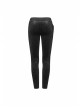 Dark Flower Velvet Lace-Up Metal Buckle Leg Loop Waist Belt Black Punk Leggings
