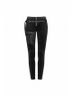 Dark Flower Velvet Lace-Up Metal Buckle Leg Loop Waist Belt Black Punk Leggings