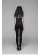 Dark Flower Velvet Lace-Up Metal Buckle Leg Loop Waist Belt Black Punk Leggings