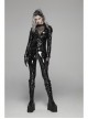 Velvet Patent PU Leather Splice Weft Velvet Placket Zipper Metal Buckle Loop Black Punk Leggings