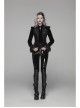 Velvet Patent PU Leather Splice Weft Velvet Placket Zipper Metal Buckle Loop Black Punk Leggings