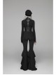 Black Knit Lace-Up Splice Frill Lace Gothic Horn Leggings