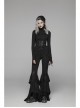 Black Knit Lace-Up Splice Frill Lace Gothic Horn Leggings