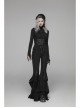 Black Knit Lace-Up Splice Frill Lace Gothic Horn Leggings
