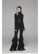 Black Knit Lace-Up Splice Frill Lace Gothic Horn Leggings