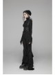 Black Knit Lace-Up Splice Frill Lace Gothic Horn Leggings
