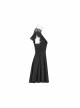 Gothic Female Lace Stitching V-neck High Waist Chiffon Dress
