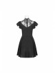 Gothic Female Lace Stitching V-neck High Waist Chiffon Dress