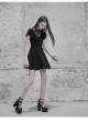 Gothic Female Lace Stitching V-neck High Waist Chiffon Dress