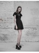 Gothic Female Lace Stitching V-neck High Waist Chiffon Dress