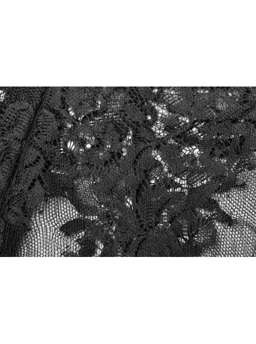 Gothic Female Lace Stitching V-neck High Waist Chiffon Dress