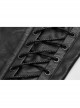 Dark Grain PU Leather Skull Buckle Side Lace-Up Black Punk Pants