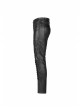 Dark Grain PU Leather Skull Buckle Side Lace-Up Black Punk Pants