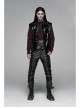 Dark Grain PU Leather Skull Buckle Side Lace-Up Black Punk Pants