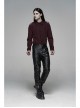 Dark Grain PU Leather Skull Buckle Side Lace-Up Black Punk Pants