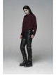 Dark Grain PU Leather Skull Buckle Side Lace-Up Black Punk Pants