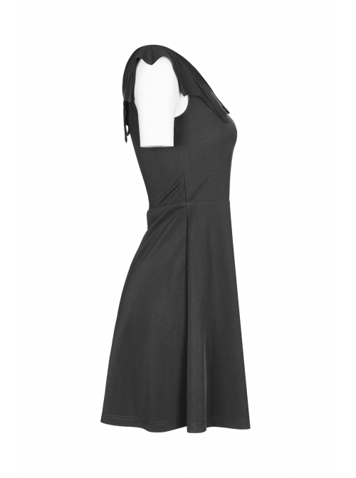 Gothic Female Dark Bat Collar High Waist Dress