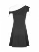Gothic Female Dark Bat Collar High Waist Dress