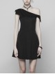 Gothic Female Dark Bat Collar High Waist Dress