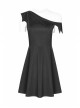 Gothic Female Dark Bat Collar High Waist Dress
