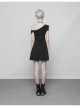 Gothic Female Dark Bat Collar High Waist Dress