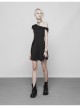 Gothic Female Dark Bat Collar High Waist Dress