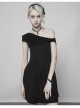 Gothic Female Dark Bat Collar High Waist Dress