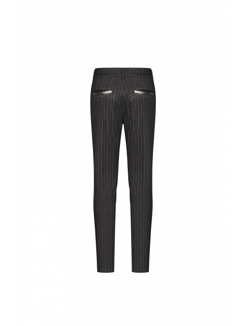 Vertical Knitted Waist Metal Buckle Leather Hasp Black Gothic Trousers