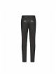 Vertical Knitted Waist Metal Buckle Leather Hasp Black Gothic Trousers