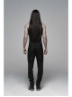 Vertical Knitted Waist Metal Buckle Leather Hasp Black Gothic Trousers
