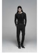 Vertical Knitted Waist Metal Buckle Leather Hasp Black Gothic Trousers