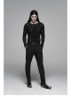 Vertical Knitted Waist Metal Buckle Leather Hasp Black Gothic Trousers