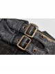 Vertical Knitted Waist Metal Buckle Leather Hasp Black Gothic Trousers
