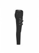 Twill Fabric Coarse Grain Skull Button Metal Buckle Leather Loop Black Punk Trousers