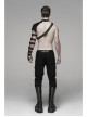Twill Fabric Coarse Grain Skull Button Metal Buckle Leather Loop Black Punk Trousers