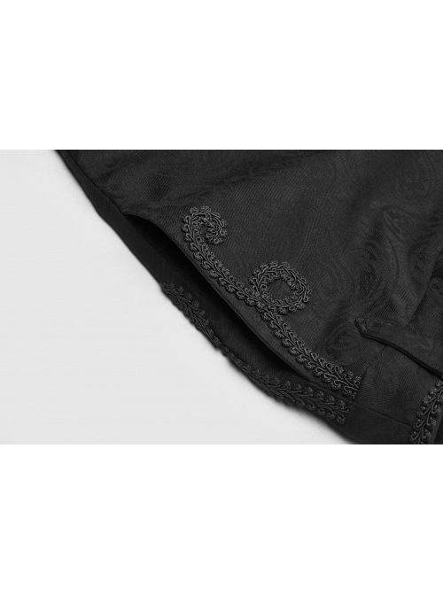 Dark Jacquard Waist Lace-Up Metal Swallow Decoration Side Lace Pattern Black Gothic Suit Trousers