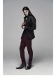 Dark Jacquard Waist Lace-Up Metal Swallow Decoration Side Lace Pattern Wine Red Gothic Suit Trousers