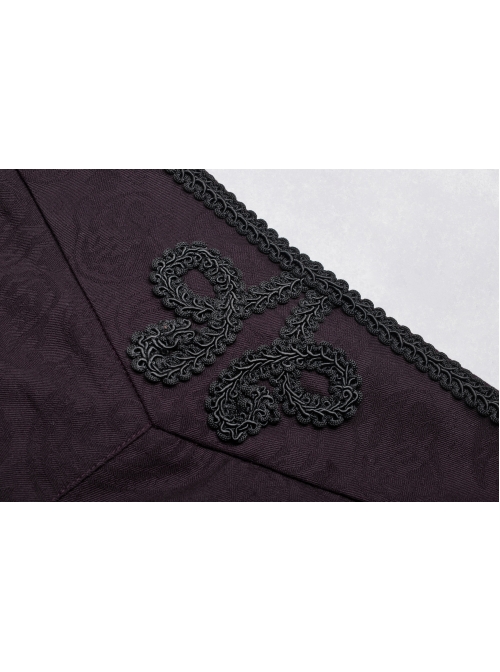Dark Jacquard Waist Lace-Up Metal Swallow Decoration Side Lace Pattern Wine Red Gothic Suit Trousers