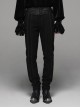 Black  Striped Waist Three-Dimensional Jacquard Lace-Up Hand-Sewing Buttons Black Punk Pants