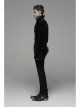 Black  Striped Waist Three-Dimensional Jacquard Lace-Up Hand-Sewing Buttons Black Punk Pants