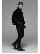 Black  Striped Waist Three-Dimensional Jacquard Lace-Up Hand-Sewing Buttons Black Punk Pants