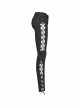 Side Hollow-Out Lace-Up Metal Skull Button Black Punk Tight Pants