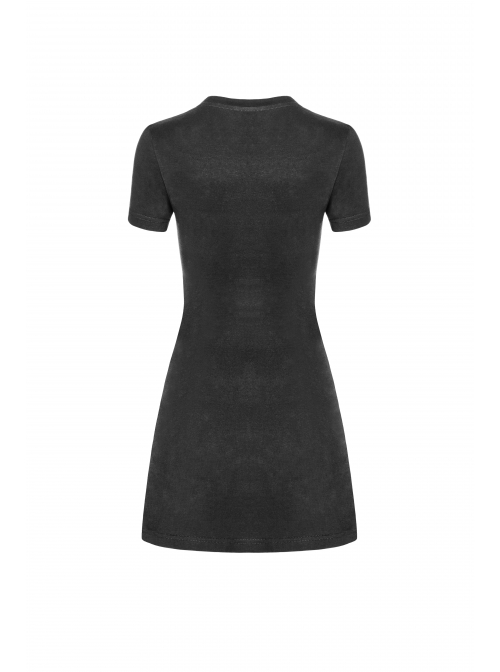 Steam Punk Female Black Elastic Slim Fitting Metal Zipper Dress