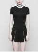 Steam Punk Female Black Elastic Slim Fitting Metal Zipper Dress